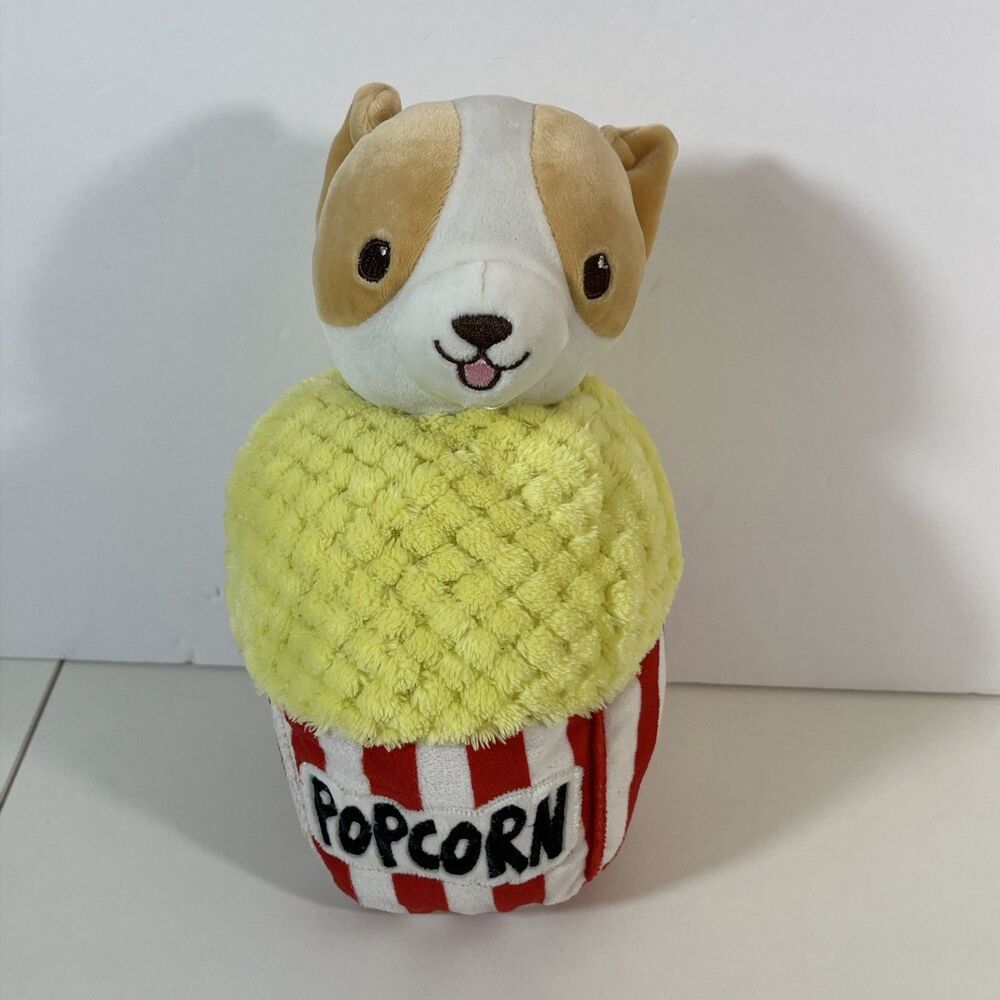 Corgi Dog On In Popcorn Bucket Plush 10" Stuffed Animal Toy